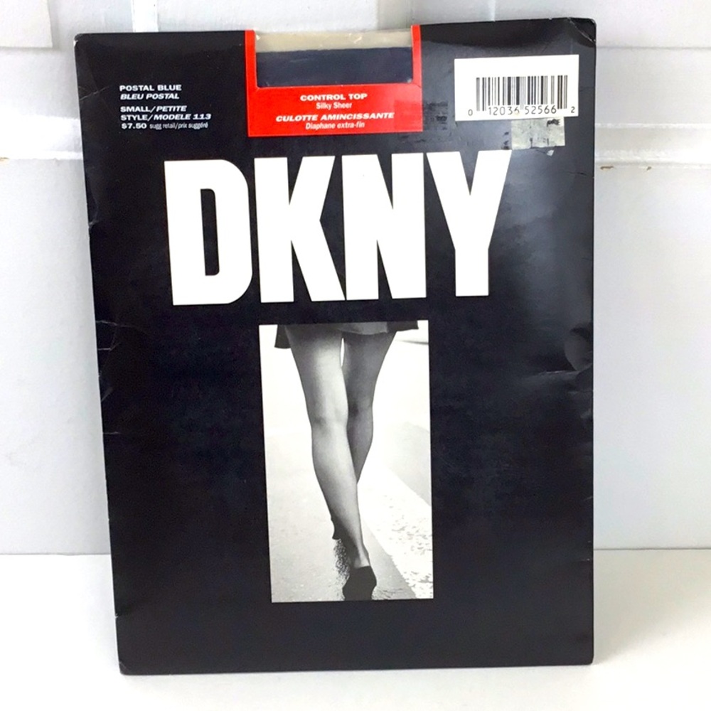 Vintage DKNY Control Top Pantyhose Silky Sheer Navy  Size S